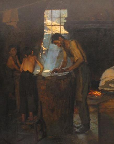 Peder Severin Kroyer Italienske landsbyhattemagere oil painting image